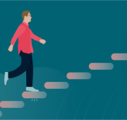 Illustratie man loopt tredes op