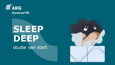 Illustratie van slapend persoon die een nachtmerrie heeft, begeleid door een EEG-golf.